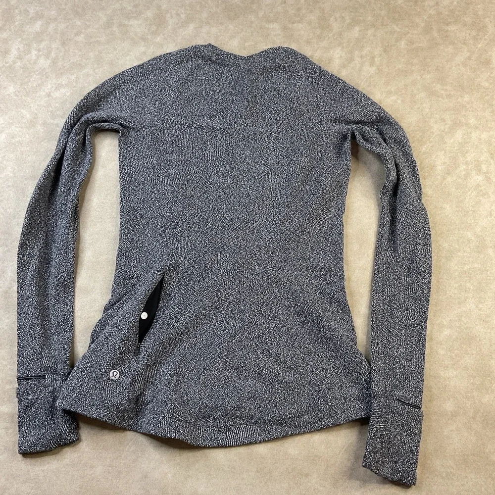 Lululemon Pullover Women Sz 6 Rulu Run Long Sleeve Jacquard Gray Running LW3BVQ